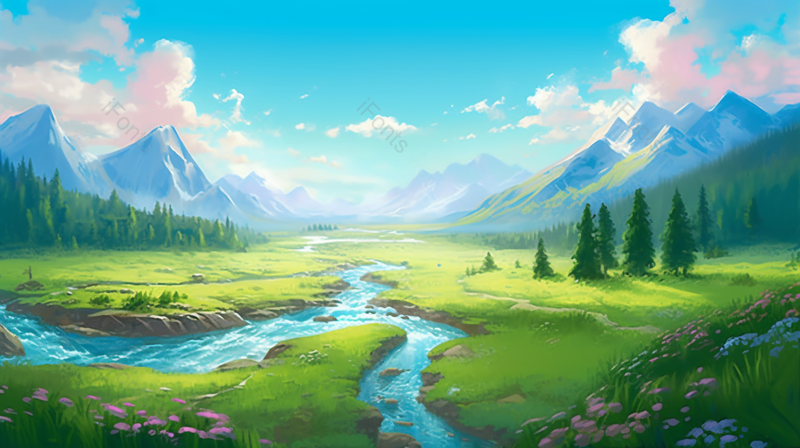 蓝天白云晴空万里的手绘背景,插画/手绘图,插画/手绘图库,插画/手绘图下载,插画/手绘